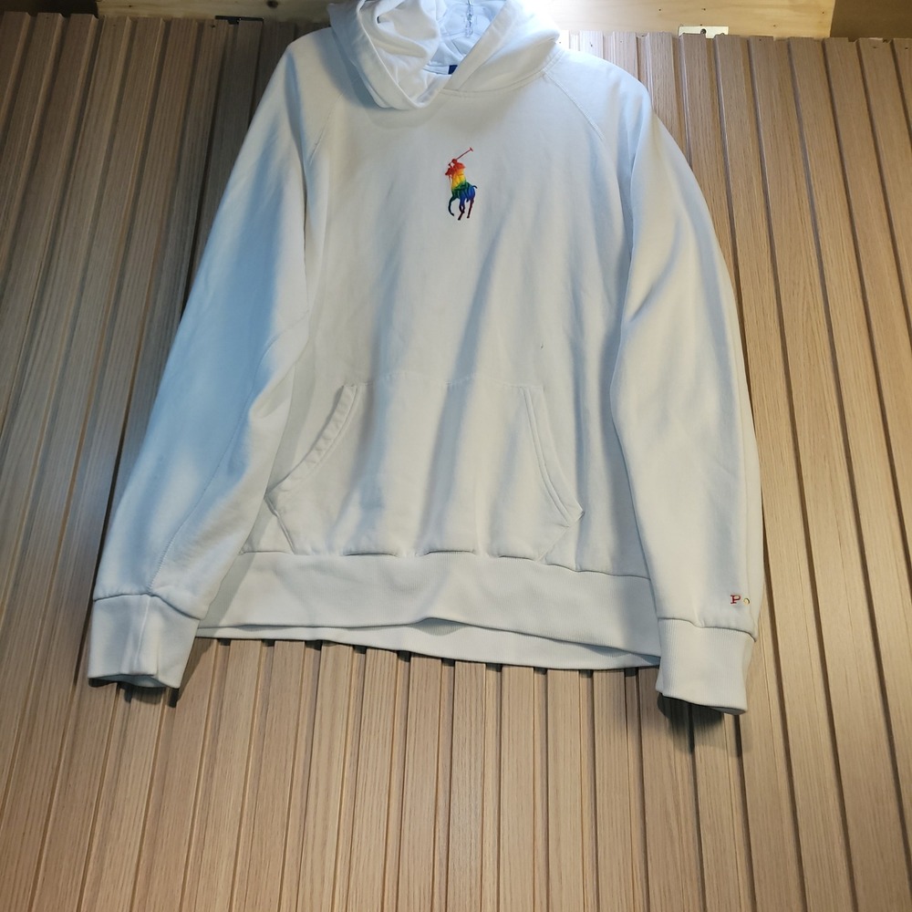 Polo Ralph Lauren Authentic GAY PRIDE Embroider BIG PONY Fleece Hoodie Men's XL